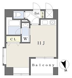伊予鉄道市駅線 警察署前駅 徒歩4分の賃貸マンション 8階ワンルームの間取り