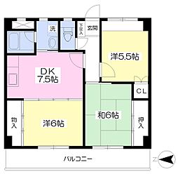 ビッグ第一ハイツ 3DKの間取図画像