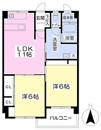 上野ビル 2LDKの間取図画像