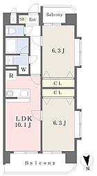 パレスデン歩行町 2LDKの間取図画像
