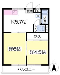 メロディセブン 2Kの間取図画像
