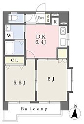 パレ・グラン室町 2DKの間取図画像