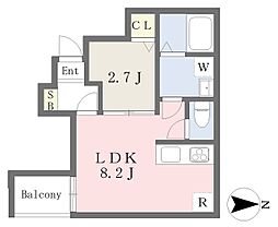 松山市小栗5丁目アパート 1LDKの間取図画像