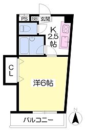 エステート東野 1Kの間取図画像