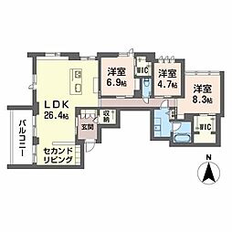 ヴィステリオ プレミア 3LDKの間取図画像