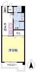アリストグランキューブ 1Kの間取図画像