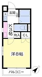 ロイヤルハート 1Kの間取図画像