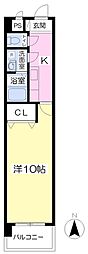 アービア永木 1Kの間取図画像