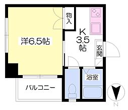 伊予鉄道環状線(JR松山駅経由) 鉄砲町駅 徒歩1分の賃貸マンション 2階1Kの間取り