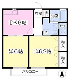 ガーデンハウス 2DKの間取図画像