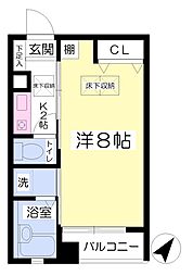 ルネス門屋 1Kの間取図画像
