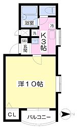 アリスト泉町 2階1Kの間取り