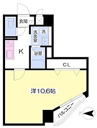 ミッキーロイヤル勝山 3階1Kの間取り