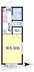 伊予鉄道環状線(JR松山駅経由) 木屋町駅 徒歩7分の賃貸マンション 1階1Kの間取り