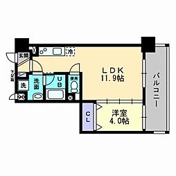 伊予鉄道環状線(JR松山駅経由) 平和通一丁目駅 徒歩5分の賃貸マンション 8階1LDKの間取り