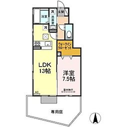 セジュール小坂　Ｃ棟 1階1LDKの間取り