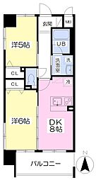伊予鉄道横河原線 横河原駅 徒歩13分の賃貸マンション 5階2DKの間取り