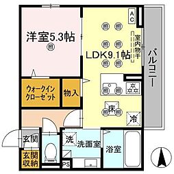 グレイス北持田 101 1階1LDKの間取り
