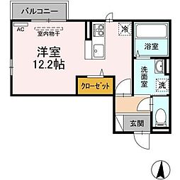 伊予鉄道環状線(JR松山駅経由) 木屋町駅 徒歩4分の賃貸アパート 2階ワンルームの間取り