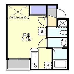 伊予鉄道郡中線 土居田駅 徒歩12分の賃貸マンション 4階ワンルームの間取り