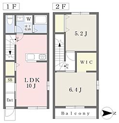 伊予鉄道高浜線 山西駅 徒歩8分の賃貸アパート 1階2LDKの間取り