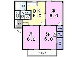 JR予讃線 鳥ノ木駅 徒歩3分の賃貸アパート 2階3DKの間取り