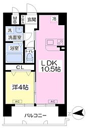 エクセルコートI 3階1LDKの間取り