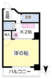 佐伯ビル 2階1Kの間取り