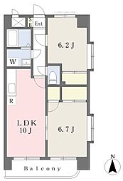 伊予鉄道横河原線 横河原駅 徒歩7分の賃貸マンション 3階2LDKの間取り