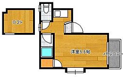 JR鹿児島本線 香椎駅 徒歩13分の賃貸アパート 2階ワンルームの間取り