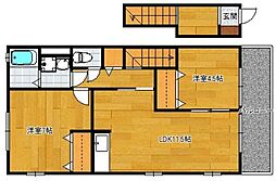 フォーシーズンズ香椎Ｄ棟 2階2LDKの間取り