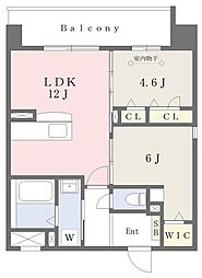 ルーチェフェリス・レジデンス竹下 2LDKの間取図画像
