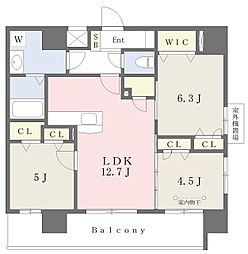 ルーチェフェリス・レジデンス竹下 3LDKの間取図画像