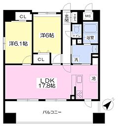 ラフレシーサ博多東 2LDKの間取図画像