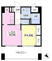 パークコート吉塚 1LDKの間取図画像