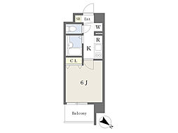 カーサヴェルジェ 1Kの間取図画像