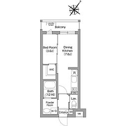 福岡市南区大楠1丁目マンション 1DKの間取図画像