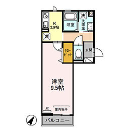 CASA白金 1Kの間取図画像