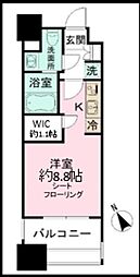 パークアクシス福岡県庁前 ワンルームの間取図画像