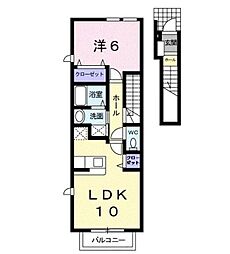 熊本市電A系統 水前寺公園駅 バス6分 江津郵便局前下車 徒歩4分の賃貸アパート 2階1LDKの間取り