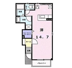 JR鹿児島本線 西熊本駅 徒歩21分の賃貸アパート 1階ワンルームの間取り