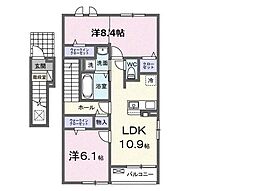 JR豊肥本線 東海学園前駅 徒歩13分の賃貸アパート 2階2LDKの間取り