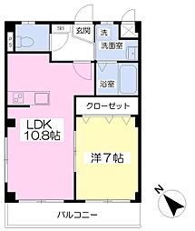 ベルレージュ・Ｒ 1階1LDKの間取り