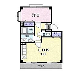 JR鹿児島本線 西熊本駅 徒歩23分の賃貸アパート 1階1LDKの間取り