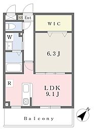 カリーノ杉水 1階1LDKの間取り