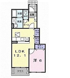 JR豊肥本線 東海学園前駅 4.4kmの賃貸アパート 1階1LDKの間取り