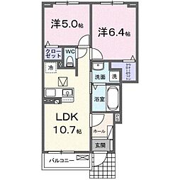 JR豊肥本線 東海学園前駅 徒歩12分の賃貸アパート 1階2LDKの間取り