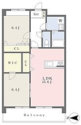 ベルレージュ・ＲII 5階2LDKの間取り