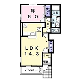 JR豊肥本線 光の森駅 バス15分 花立下車 徒歩13分の賃貸アパート 1階1LDKの間取り