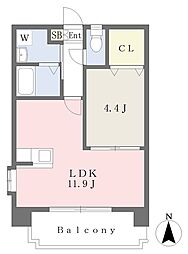 熊本市電A系統 河原町駅 徒歩14分の賃貸マンション 6階1LDKの間取り